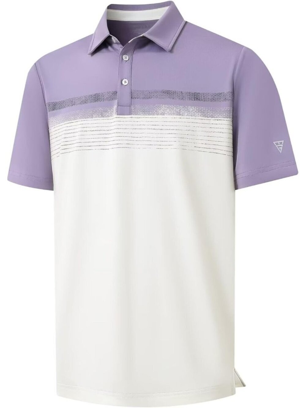 Men A- CreamDry Fit Polo Shirt Color Block Chest Print Moisture Wick